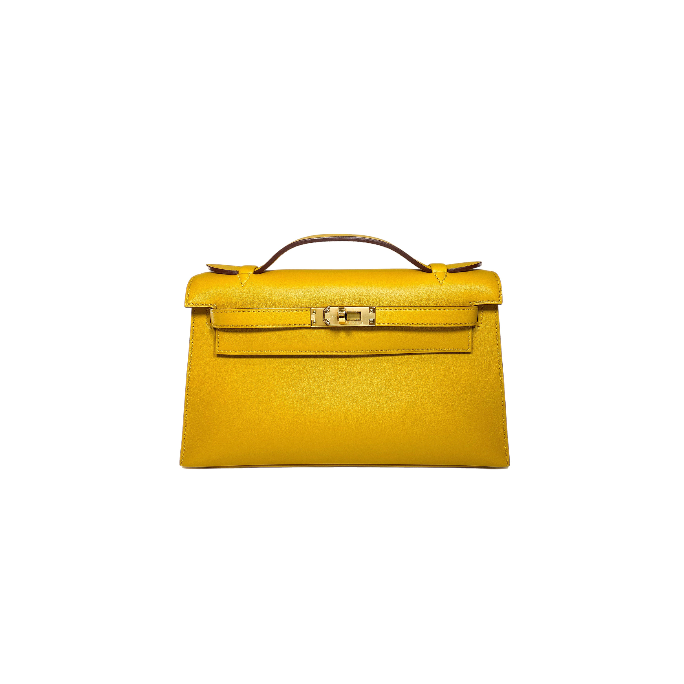 H**mes kelly pochette jaune ambre swift gold hardware (22*14*7cm)